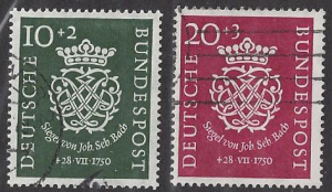 Germany #B314-5 used set, Seal of Johann Bach, issued 1950