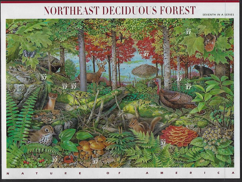 Catalog # 3899 Sheet of 10 Northeast Deciduous Forest Nature of America