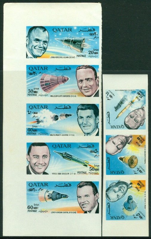 EDW1949SELL : QATAR 1966 Scott #121-121A Space. Scarce Imperf Cplt set. VF, MNH.