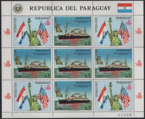 Paraguay 1986 unused Sc 2179 5g Bremen Passenger liner Sheet of 5 + labels