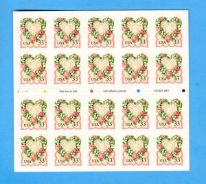 3274a Victorian Hearts MNH 1999 FULL SHEET OF 20