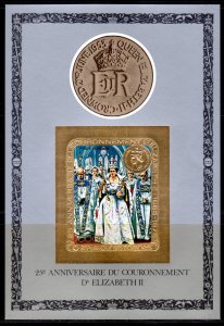 Comoro Islands 1978 Mi#Bl.146B CORONATION 25th.Anniv.Gold Foil IMPERFORATED  MNH