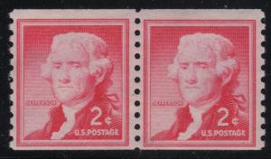 1055a 2c Jefferson Pair Dry Printing