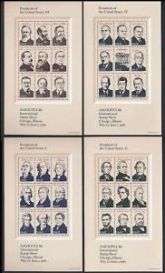 US Stamp - 1986 AMERIPEX Set of 4  Sheets U.S. Presidents #2216-9