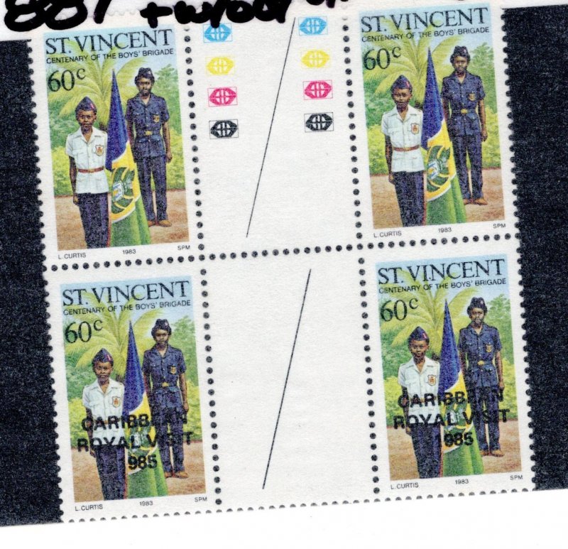 St. Lucia #887 Gutter Pair W/O OP MNH - Stamp Souvenir Sheet