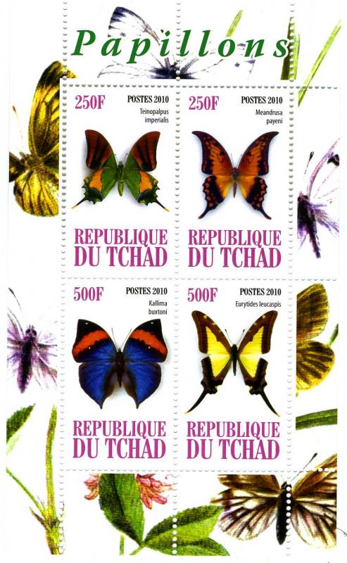 Chad 2010 Butterflies Sheet Perforated mnh.vf