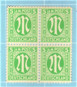 GERMANY #3N4A  A.M.G. ISSUE MNH 5pf BLK of 4 1945-46