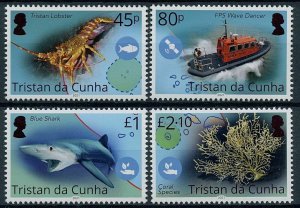 Tristan da Cunha 2021 MNH Marine Animals Stamps Blue Belt Programme Shark 4v Set