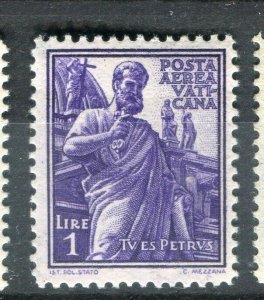 VATICAN; 1938 early AIRMAIL issue fine Mint hinged 1L. value