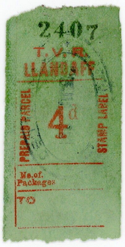 (I.B) Taff Vale Railway : Prepaid Parcel 4d (Llandaff)