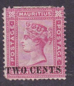 Mauritius 1891 QV Two Cents on 17c rose Type 'K'  FINE+/Mint(*)