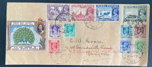 1938 Rangoon Burma First Day Cove Locally Used HM King George Definitive Stamps