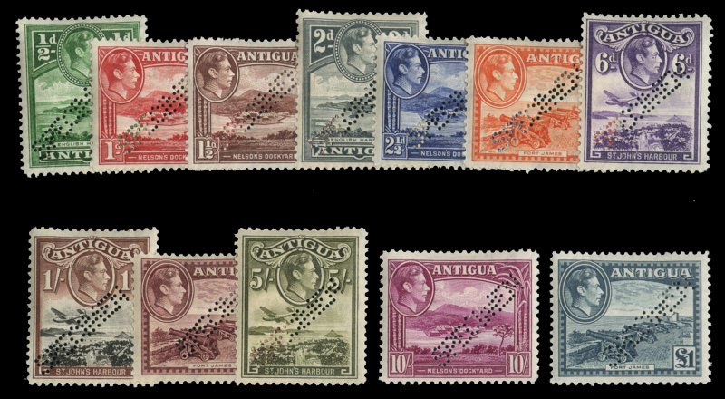 Antigua #84-95S (SG 98-109s) Cat£300, 1938-51 George VI, complete set, perfo...