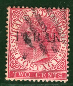 MALAYA QV Stamp 2c PERAK Used ex Old-time Collection PBLUE10