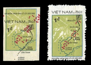 Vietnam - North #1605var, 1986 Map of Battle of Xuong Giang, red color invert...