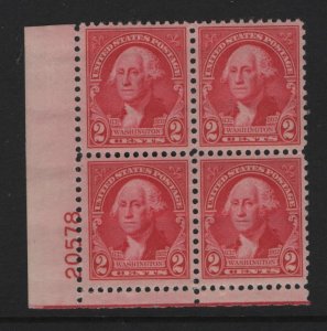 US 707  MNH  PLATE BLOCK,   1932