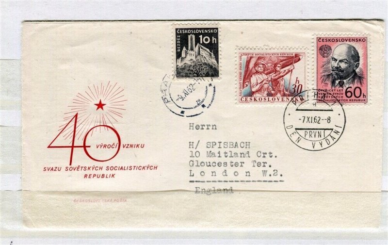CZECHOSLOVAKIA; 1962 early Illustrated fine used FDC First Day LETTER/COVER