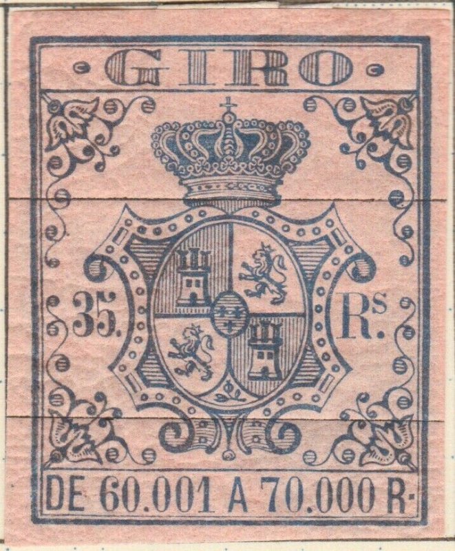 ESPAGNE / SPAIN / ESPAÑA 1861 Sello Fiscal (GIRO) 35 reales - Barrado con Goma