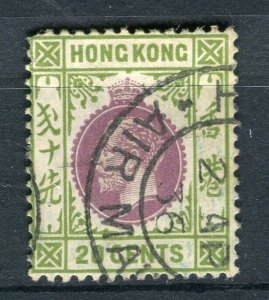 HONG KONG; 1912 early GV issue fine used Shade of 20c. value, fair Postmark