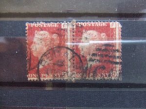 QV 1858 1d red plate 222 pair