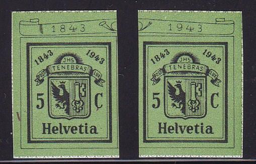 Switzerland 1943 Semi-Postal Arms of  Geneva Stamps Cut From Sheet  VF/NH(**)