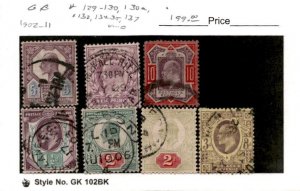 Great Britain, Postage Stamp, #129-130, 130a, 132, 134-135, 137 Used, 1902 (BF)