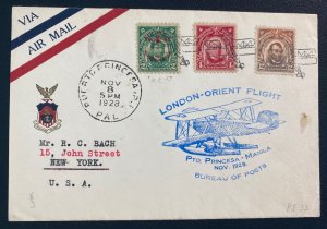 1928 Puerto Princesa Philippines First Orient flight Airmail Cover To Manila