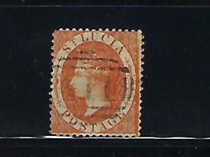 ST. LUCIA SCOTT #14 -1864 1SH (DEEP ORANGE)  PERF 14- USED