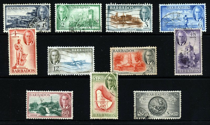 BARBADOS King George VI 1950 The Complete  Set SG 271 to SG 282 VFU