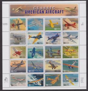 3142 Classic American Aircraft Full MNH Sheet