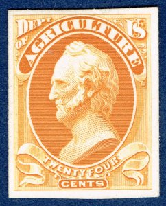 [st1639] USA 1873 Scott #O8P4 24¢ Agriculture Official Proof on Card