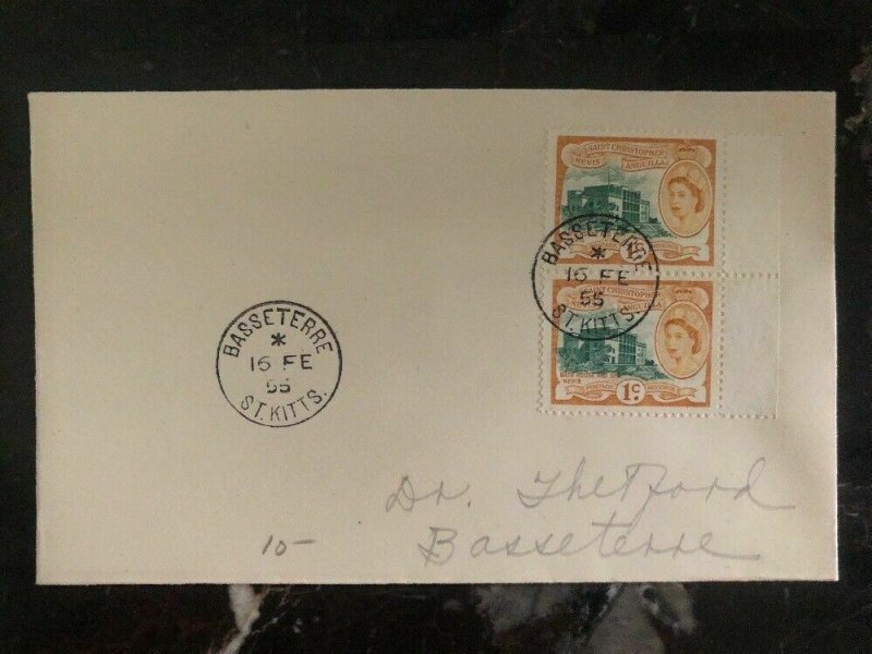 1955 Basseterre St Kitts & Nevis Cover Domestic Used