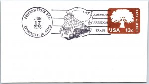 US SPECIAL EVENT COVER THE AMERICAN FREEDOM TRAIN AT EVANSVILLE INDIANA 1976