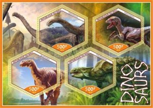 Stamps.Fauna. Dinosaurs 2019 year 1+1 sheets perforated Mali