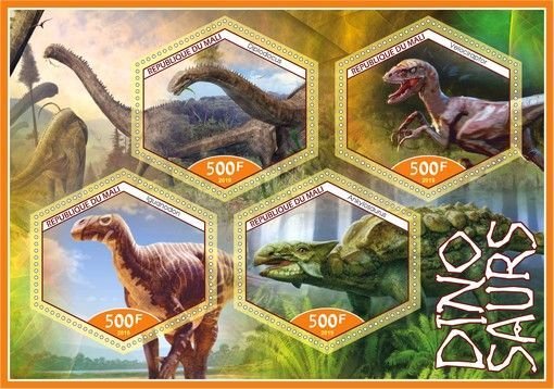 Stamps.Fauna. Dinosaurs 2019 year 1+1 sheets perforated Mali