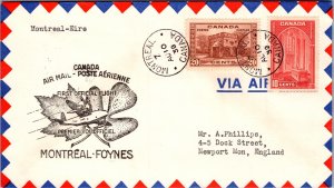 1939 Montreal Canada via Airmail FFC First Flight Cover to Newport England