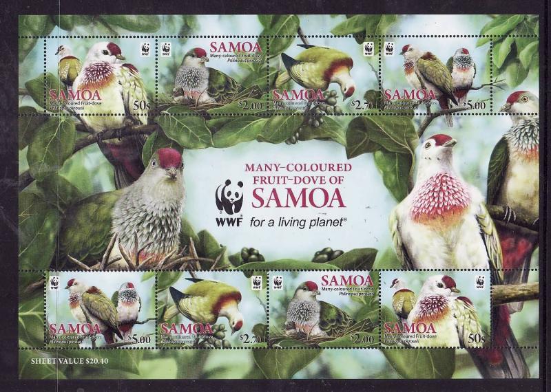 Samoa-Sc#1127e-Unused NH sheet-Birds-WWF-2011-