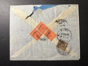 1936 Kuwait Overprint India Postage Airmail Cover to Bombay India