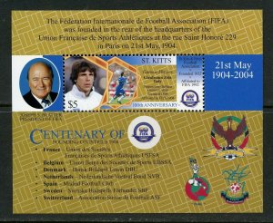 ST, KITTS  2004 100 YEARS OF FOOTBALL SOUVENIR SHEET MINT NH