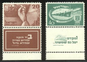 ISRAEL #33-34 Mint NH w/ Tab - 1950 Independence Set