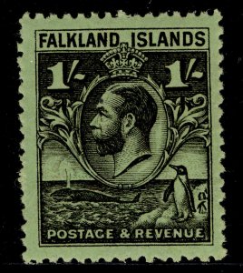 FALKLAND ISLANDS GV SG122, 1s black/emerald, M MINT. Cat £27.