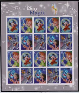 2007 Art of Walt Disney MAGIC 4 designs Sc 4195a mint 41c sheet of 20