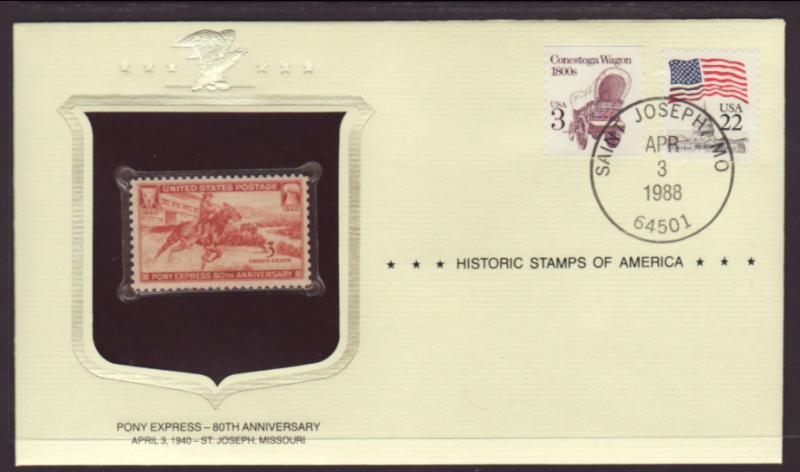 US Pony Express Historic Stamp Cover BIN