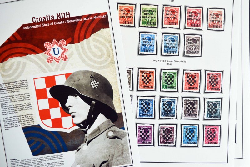 COLOR PRINTED CROATIA [NDH] 1941-1945 STAMP ALBUM PAGES (30 illustrated pages)