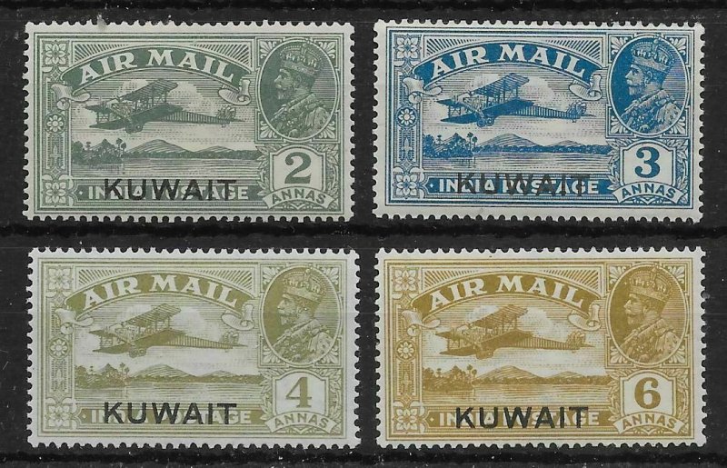 KUWAIT SG31/4 1933-4 AIR STAMPS OVPT ON INDIA MTD MINT