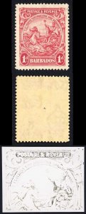 Barbados SG231 1d Scarlet Major re-entry U/M