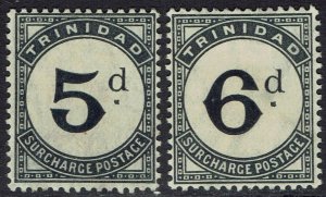 TRINIDAD 1905 POSTAGE DUE 5D AND 6D WMK MULTI CROWN CA