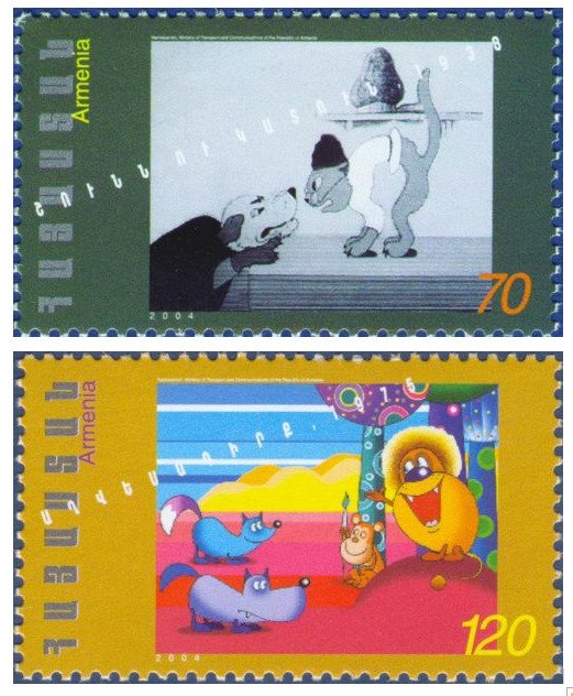 Armenia MNH** 2004 Sc 498-9 Mi 691-692 Cartoon Films The cat and the dog Foxbook 