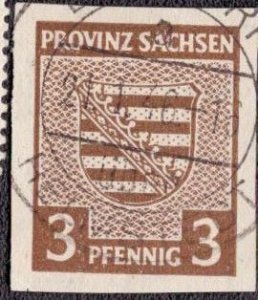 Germany DDR Russian Occupation Saxony 1945 -  13N2a Used Watermark X