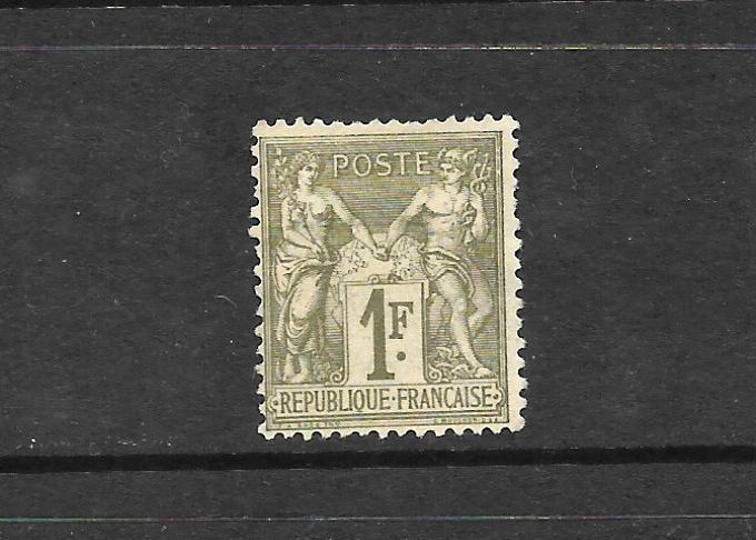 FRANCE  1876-85  1f  OLIVE GREEN  P&C  MLH  TYPE 1   SG 224   